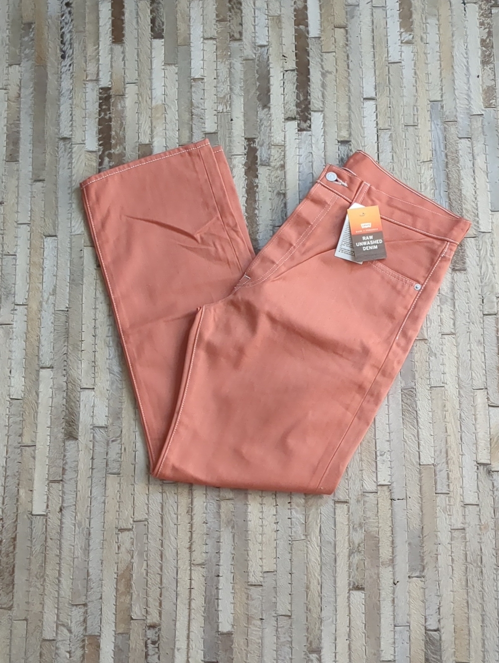 Levi's Men's 34 x 30 501 Shrink-To-Fit Raw Unwashed Denim Coral Jeans NWT